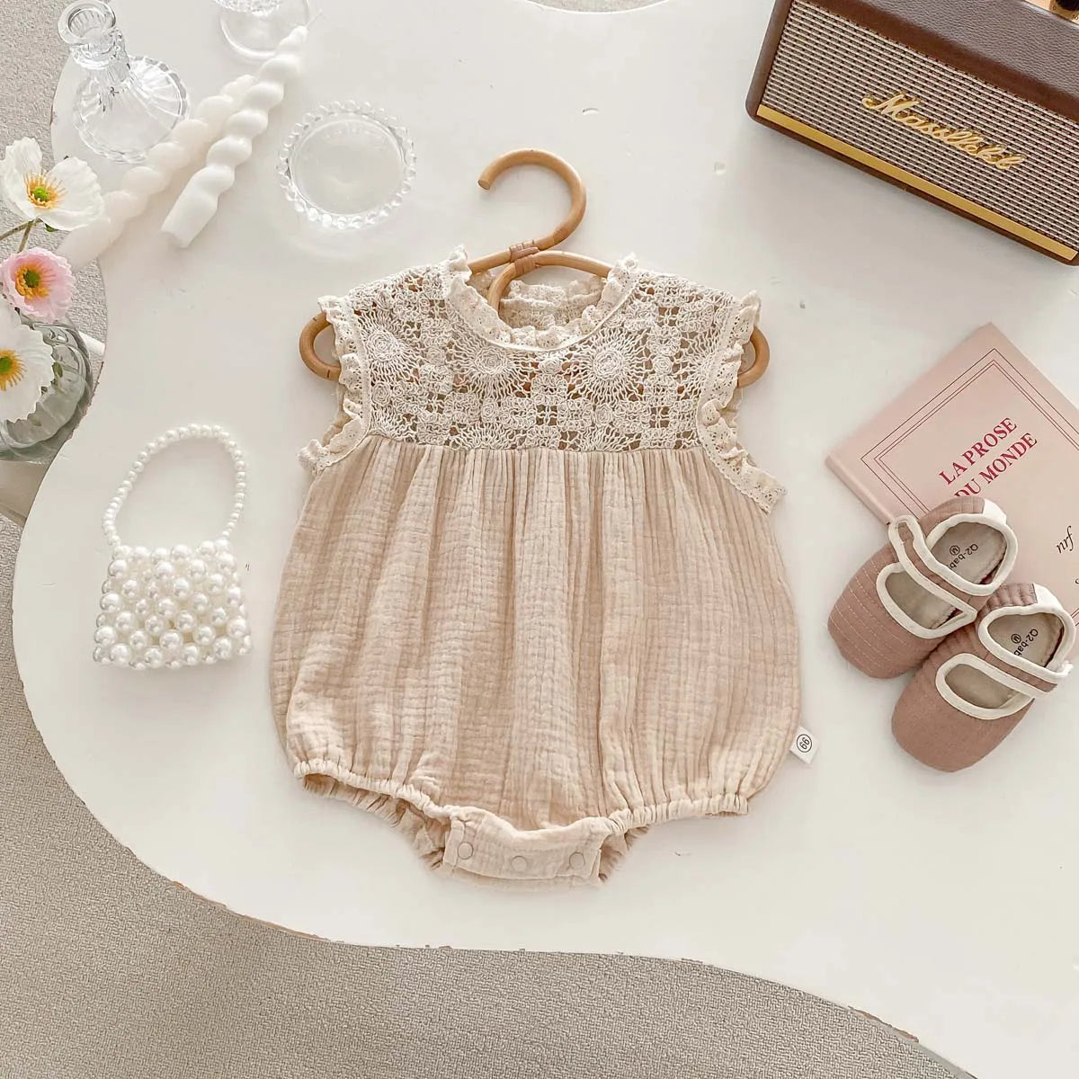 Summer Lace Baby Romper (Beige)