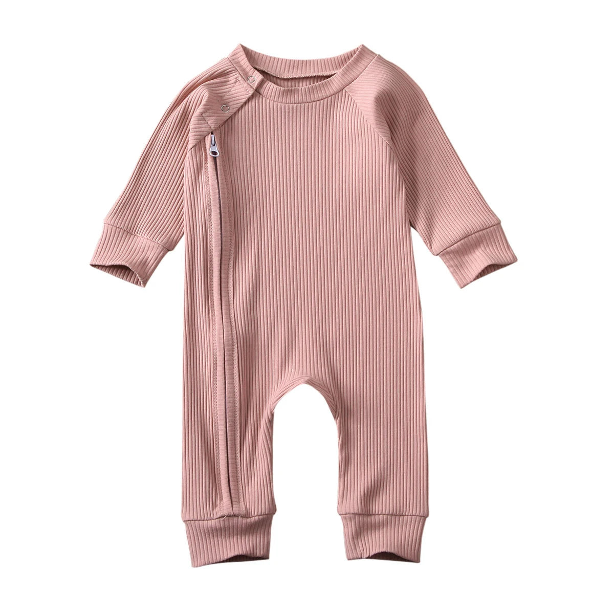 Knit Long Sleeve Side Zipper Jumpsuit