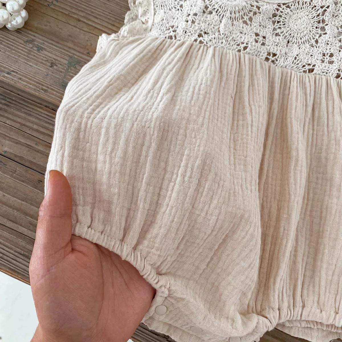 Summer Lace Baby Romper (Beige)