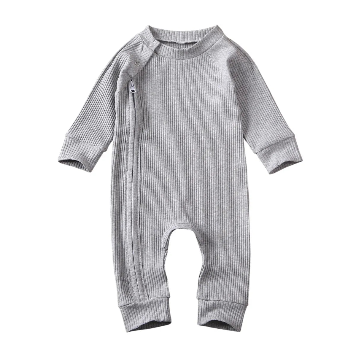 Knit Long Sleeve Side Zipper Jumpsuit