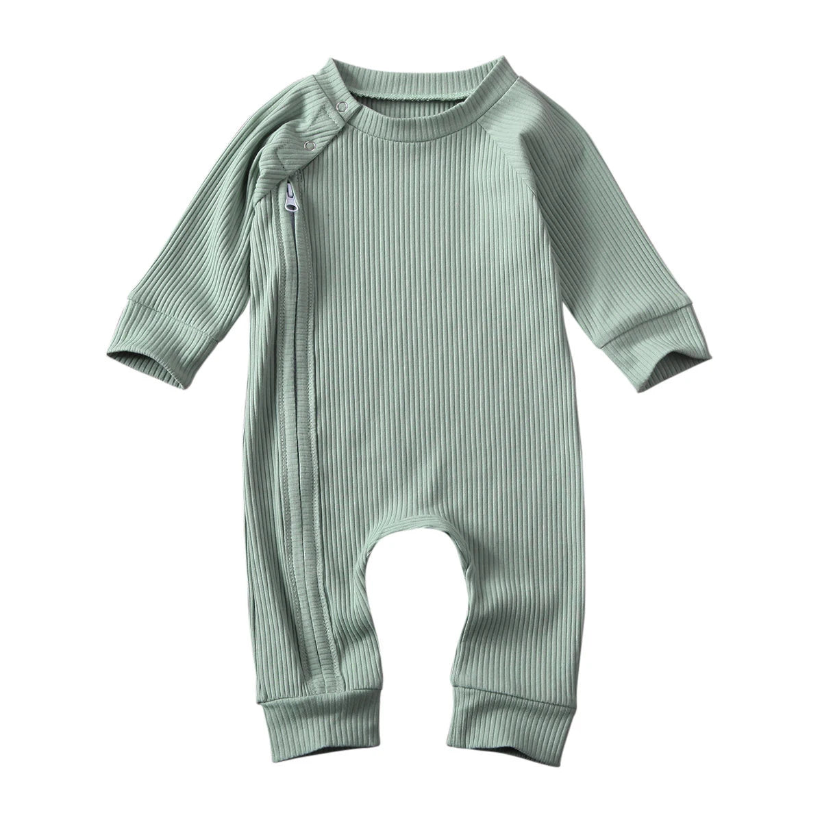 Knit Long Sleeve Side Zipper Jumpsuit