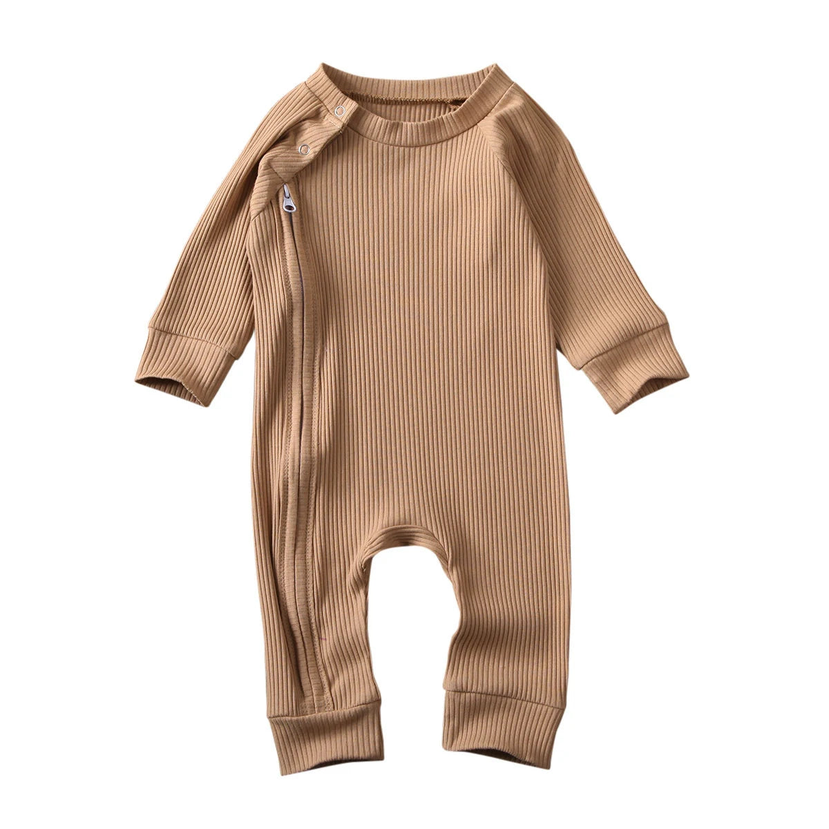 Knit Long Sleeve Side Zipper Jumpsuit