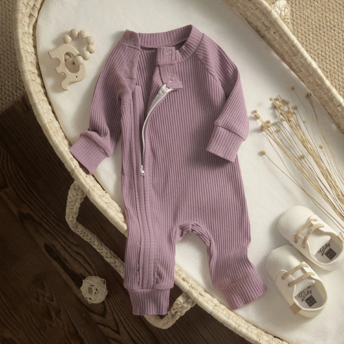 Knit Long Sleeve Side Zipper Jumpsuit