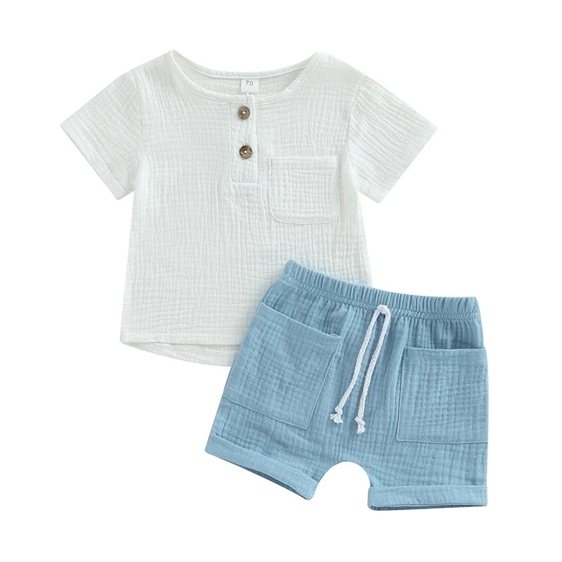 Short Sleeve T-shirt & Striped Shorts