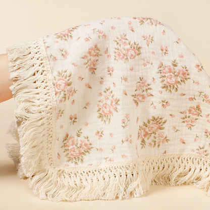 Baby Cotton Tassel Double Layer Muslin Swaddle Blanket