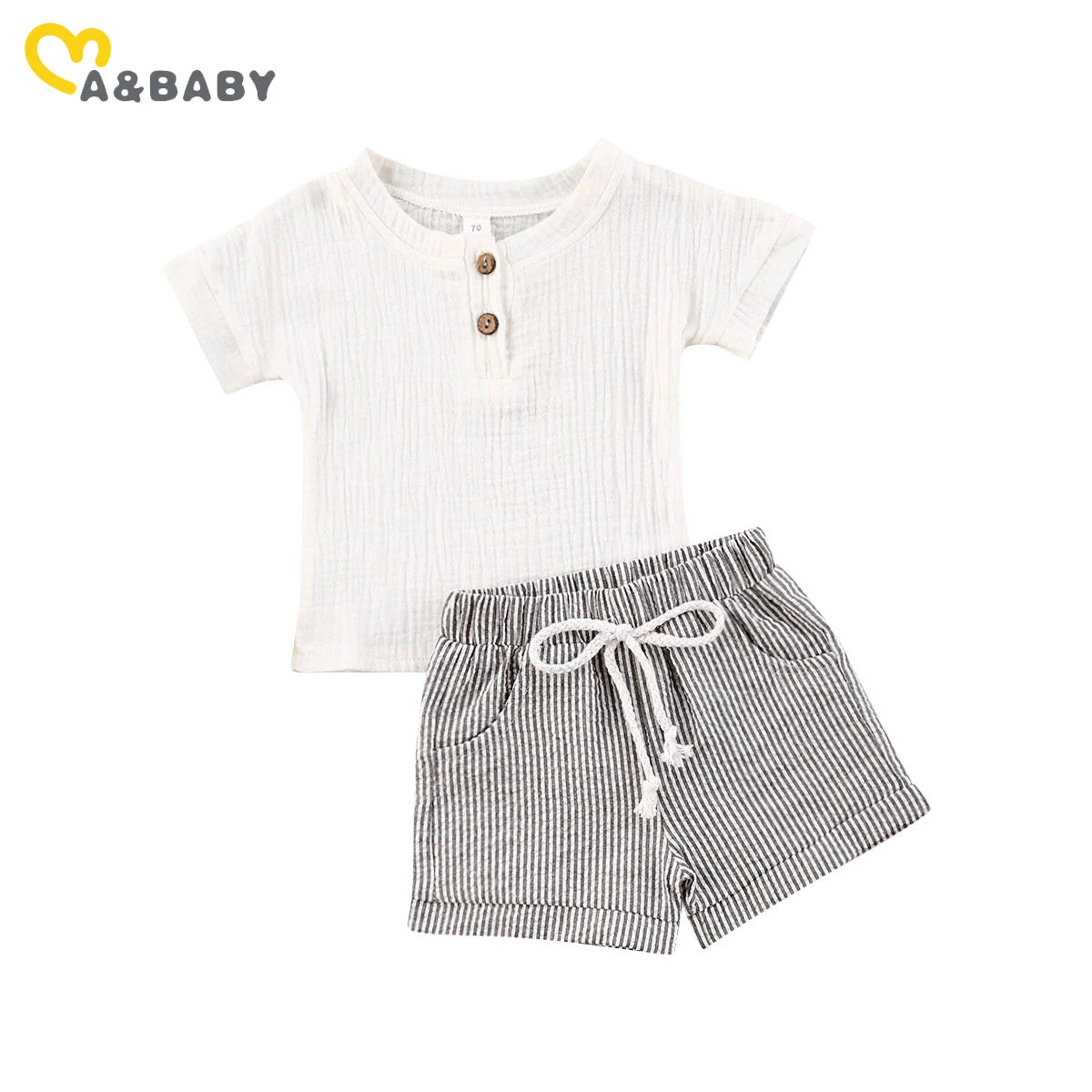 Short Sleeve T-shirt & Striped Shorts