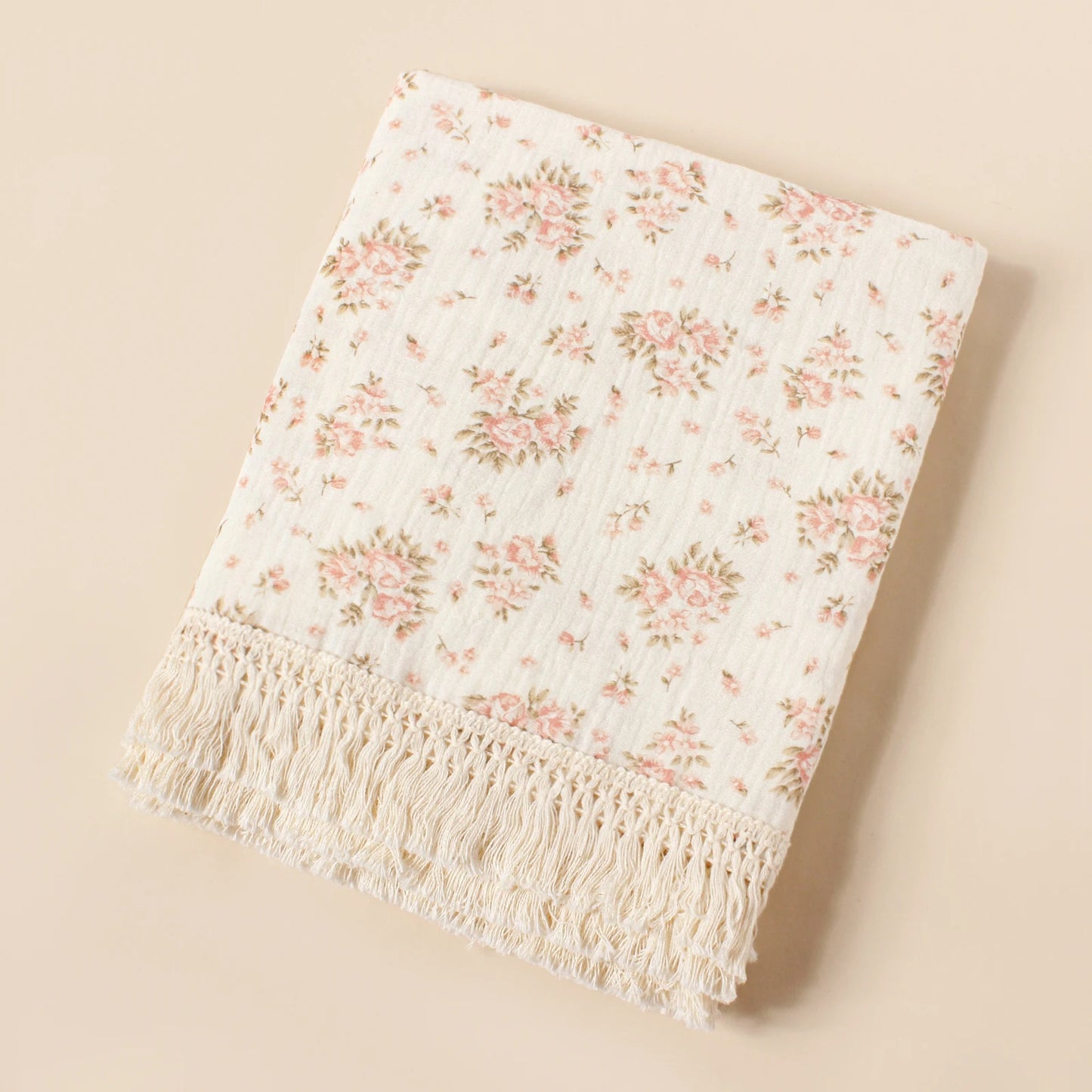 Baby Cotton Tassel Double Layer Muslin Swaddle Blanket