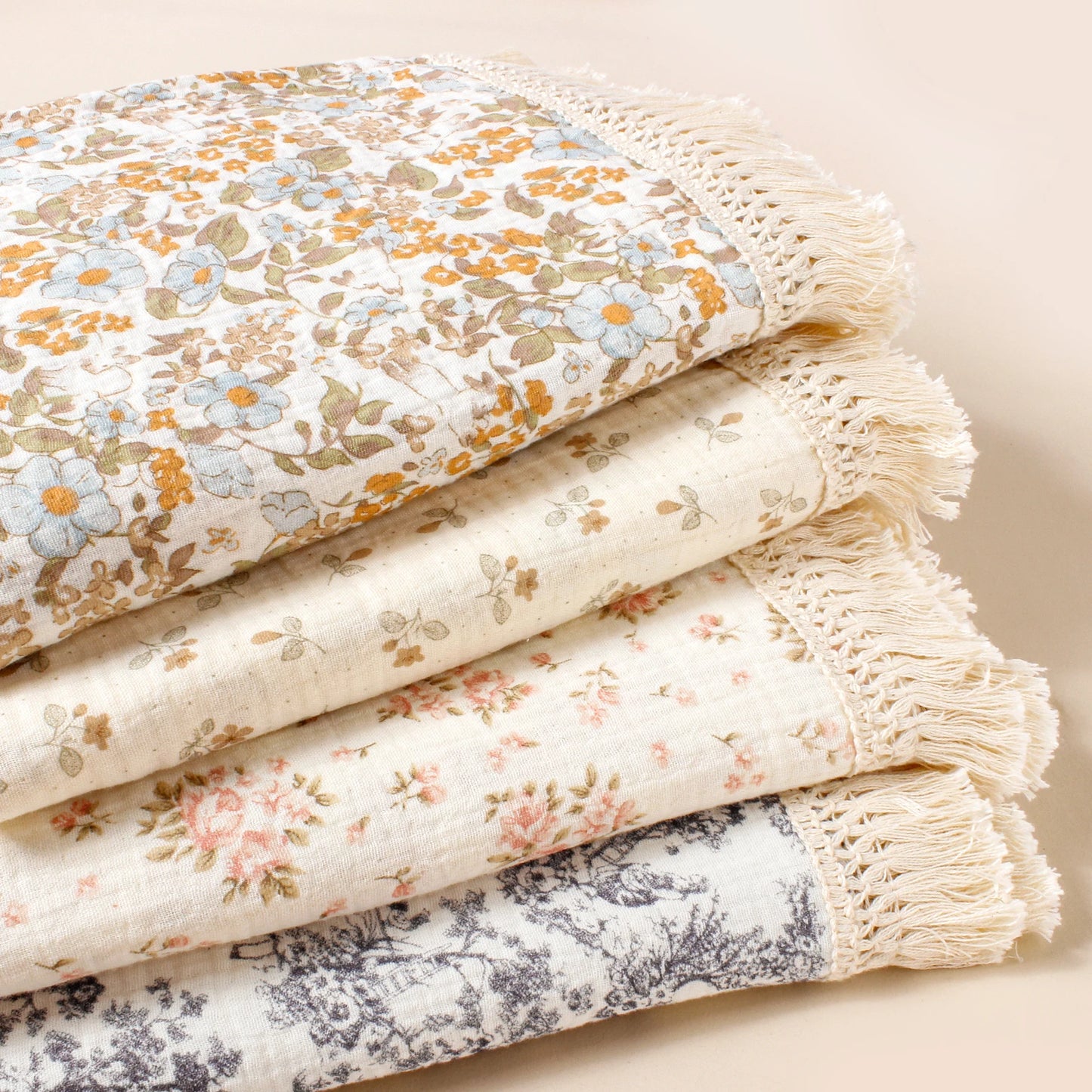 Baby Cotton Tassel Double Layer Muslin Swaddle Blanket