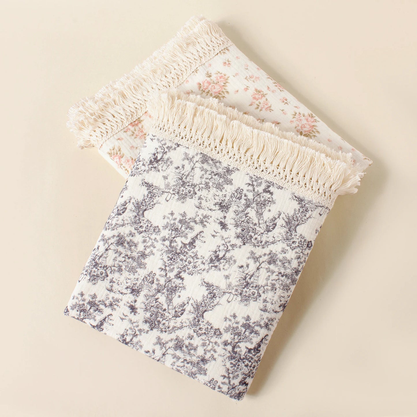 Baby Cotton Tassel Double Layer Muslin Swaddle Blanket