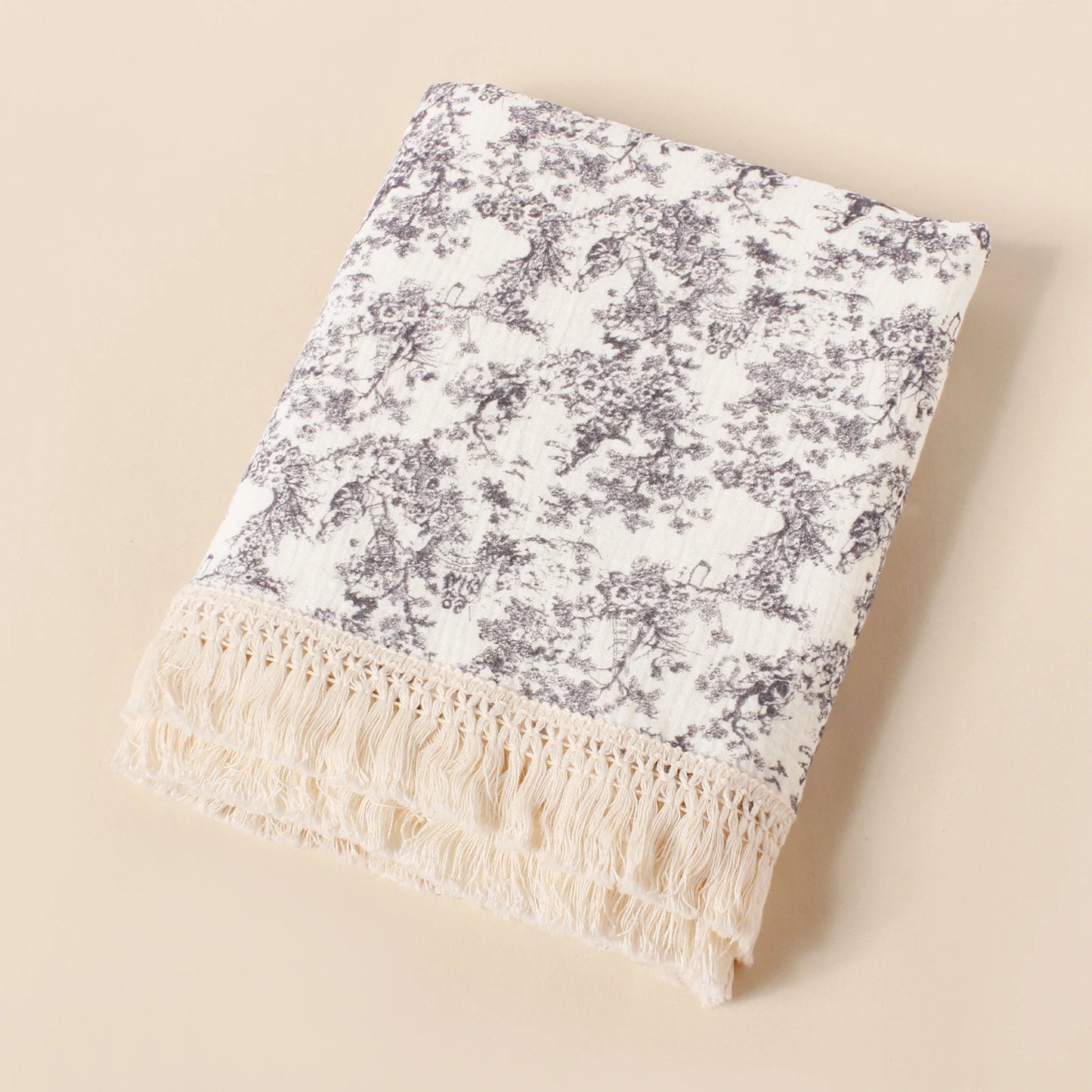 Baby Cotton Tassel Double Layer Muslin Swaddle Blanket