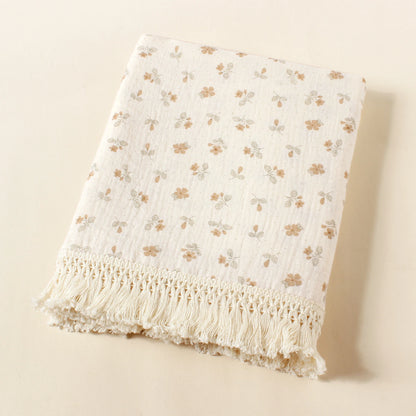 Baby Cotton Tassel Double Layer Muslin Swaddle Blanket