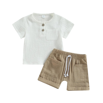 Short Sleeve T-shirt & Striped Shorts